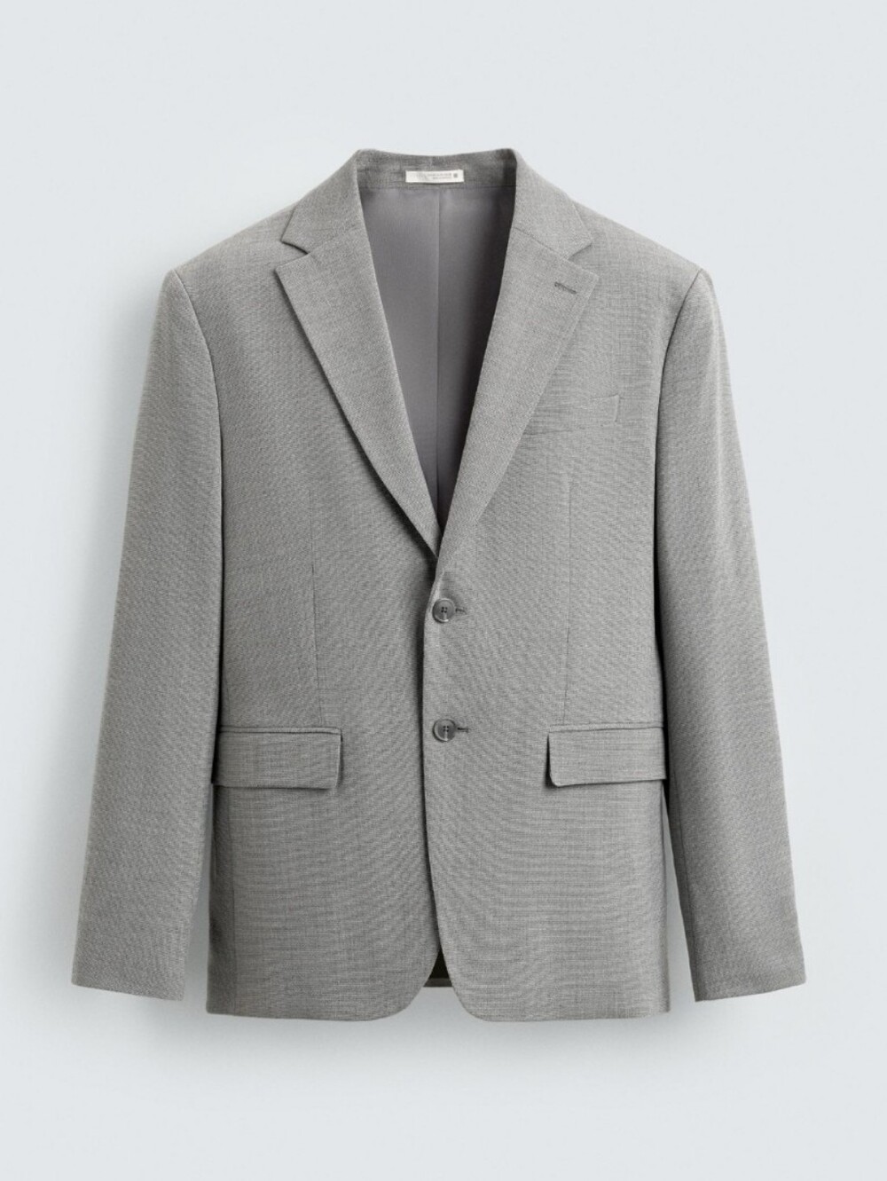 Zara Textured Suit Blazer & Trousers Slim Fit Light Grey 40 / 31